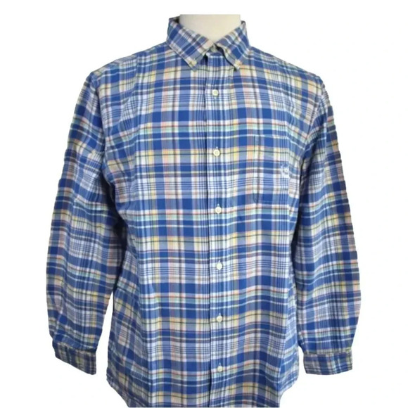 CHAPS Men's Long Sleeve Blue Plaid Cotton Button Down Shirt Men’s size S NWT - Picture 1 of 13